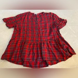 Madewell Red Plaid Blouse